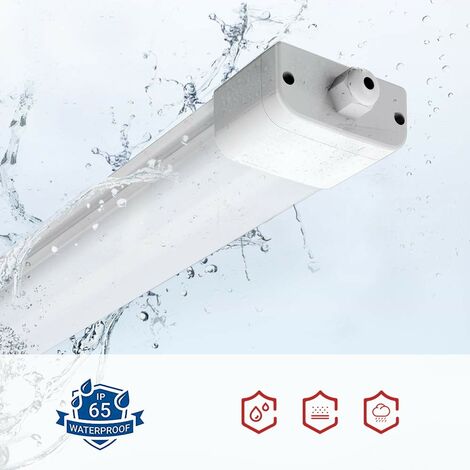 Anten Neon LED 60CM 18W 1980lm Blanc Froid 6000K Tube LED, Reglette LED, IP65 Imperméable Luminaire Plafonnier pour Atelier, Sous Sol, Bureau, Garage, Grange, Grand Magasin