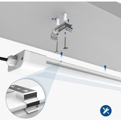 Anten Neon LED 60CM 18W 1980lm Blanc Froid 6000K Tube LED, Reglette LED, IP65 Imperméable Luminaire Plafonnier pour Atelier, Sous Sol, Bureau, Garage, Grange, Grand Magasin