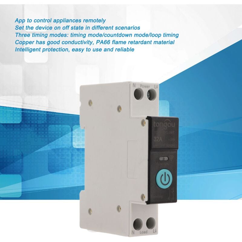 Disjoncteur Wifi monophasé 1p 40a Din Rail Smart Switch Télécommande  utilisée par Tuya App pour Smart Home 40a Tongou