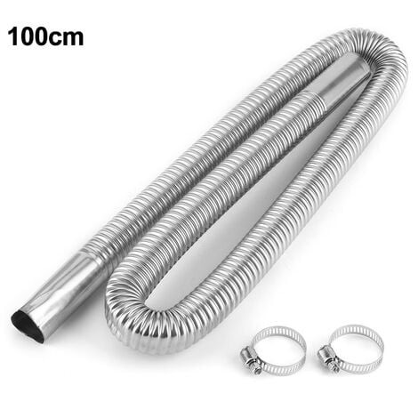 Jeffergarden Tuyau d'échappement de réchauffeur d'air de stationnement en acier inoxydable, tuyau de ventilation de gaz Diesel, diamètre intérieur 2.5cm/1 pouces 100cm/39,4 pouces