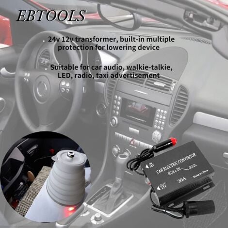 Jeffergarden Transformateur 24V 12V,Allume Cigare 12v Abaisseur,Convertisseur d'alimentation de Voiture,réducteur de Tension de transformateur abaisseur 20A 24V à 12V,Allume Cigare en Alliage d'alumin