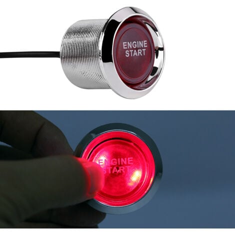 Jeffergarden Universel 12V voiture véhicule moteur démarrage bouton  poussoir interrupteur allumage démarreur LED rouge