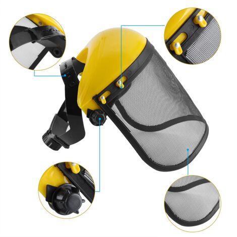Jeffergarden Chapeau de casque de sécurité avec visière intégrale en maille pour la protection forestière de la débroussailleuse