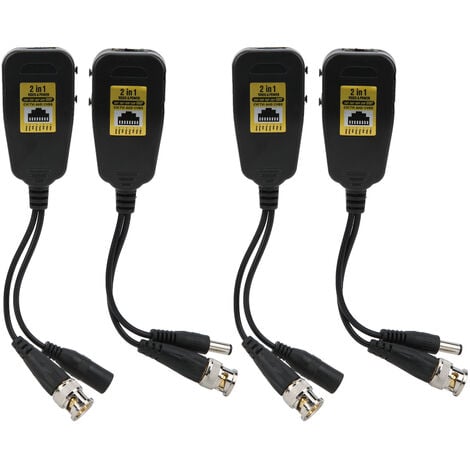 Jeffergarden 4 pièces transmetteur vidéo HD Anti Thunder Power Balun RJ45 2in1HDCVI/TVI/AHD/CVBS 2  8MP