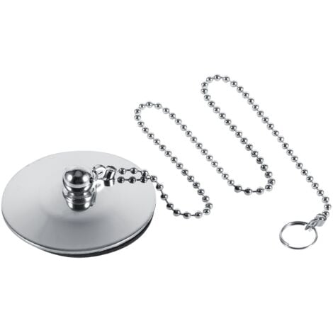 Bouchon pour évier, anneau et chaine, 30 cm, Diam.53 mm