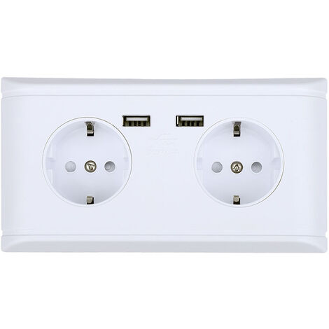 Rosvola – Prise murale EU avec double USB 250V – PC ignifuge – 16A – Certification CE et ROHS – Sécurité enfants intégrée