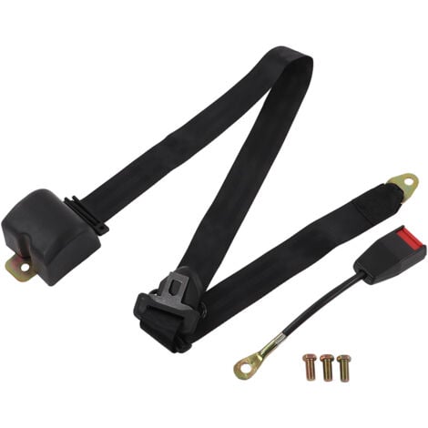 Jeffergarden Ceinture de sécurité de voiture à 3 points, réglable en tissu Nylon noir, plastique universel pour Go Kart Club voiture camion