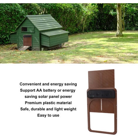 Jeffergarden Porte automatique de poulailler, coffre-fort à énergie solaire avec capteur de lumière pour volaille marron