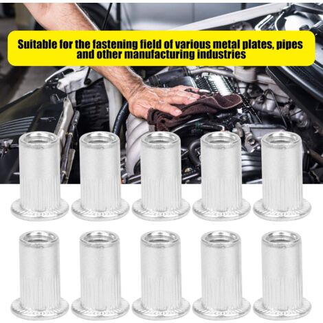 Jeffergarden 100 pièces écrous à rivets aveugles écrous en aluminium M5 écrous à rivets inserts écrous à rivets filetés