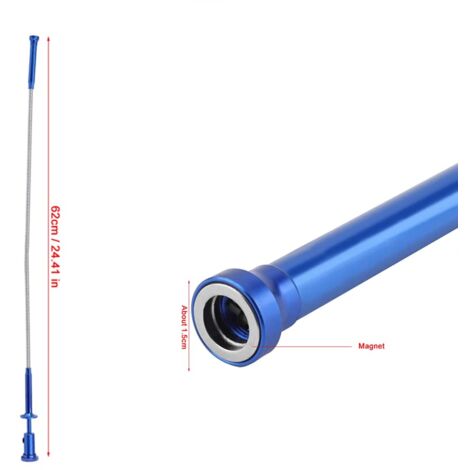 Outil De Ramassage Magnétique 4 Griffes Avec LED - Tige Flexible 62 Cm - Pour Pièces Perdues, Mécanique
