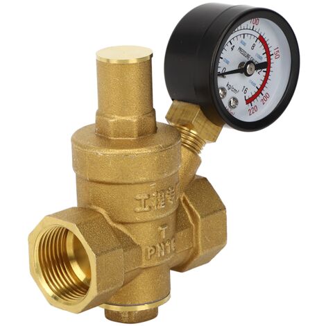 Rosvola – Réducteur de pression d'eau réglable en laiton DN20 – Jauge intégrée – Pression 0,05-0,8 MPa – Installation facile sans tuyau de dérivation