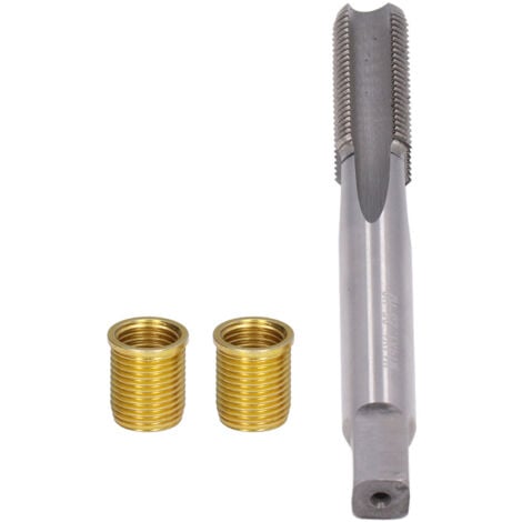Jeffergarden Outils de réparation de trou de filetage de bougie d'allumage métal M12x1.25 Inserts M14x1.25 robinet 14mm Kit rethreadé