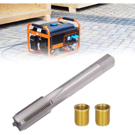 Jeffergarden Outils de réparation de trou de filetage de bougie d'allumage métal M12x1.25 Inserts M14x1.25 robinet 14mm Kit rethreadé