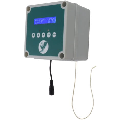 Jeffergarden Contrleur automatique de porte de poulailler IP44 Ouvre-cage Télécommande Kit de moteur d'actionneur de porte de poulailler avec minuterie Capteur de lumière 100 à 240 V Prise UE
