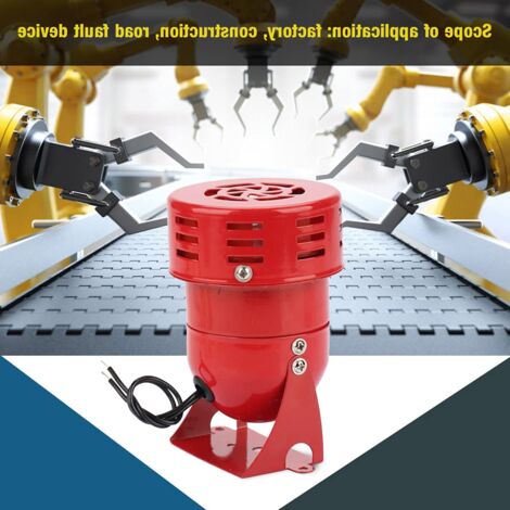 Jeffergarden Sirene Alarme 220V Puissant à Exterieure, Sirene Alarme 120dB, Rouge Moteur Conduit Sirène Métal Corne Industrie Bateau Alarme 25W 50mA