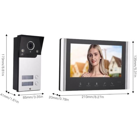 Jeffergarden Visiophone , Système d'interphone vidéo avec écran LCD TFT de 7 pouces, grand angle de 120 ° pour maison et appartement, AC100-240V