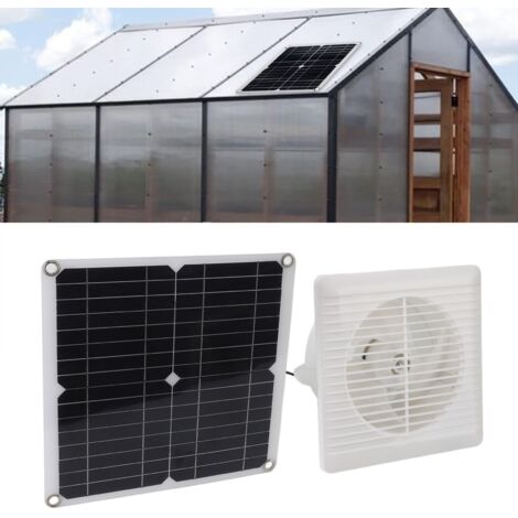Jeffergarden Ventilateur solaire 12W 12V DC, ventilateur d'extraction alimenté par panneau solaire pour serre extérieure