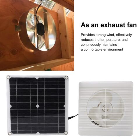 Jeffergarden Ventilateur solaire 12W 12V DC, ventilateur d'extraction alimenté par panneau solaire pour serre extérieure