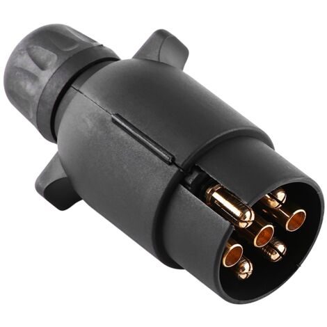 Jeffergarden Prise de remorque électrique 12V, 7 broches, Type N, adaptateur de connecteur de câblage en plastique à 7 pôles, noir