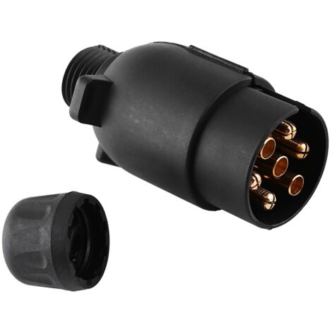 Jeffergarden Prise de remorque électrique 12V, 7 broches, Type N, adaptateur de connecteur de câblage en plastique à 7 pôles, noir