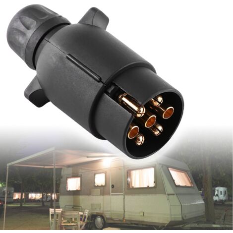 Jeffergarden Prise de remorque électrique 12V, 7 broches, Type N, adaptateur de connecteur de câblage en plastique à 7 pôles, noir