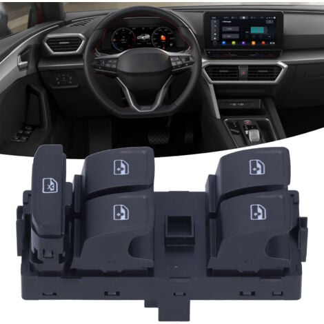 Jeffergarden Interrupteur de commande principal de fenêtre de porte 5G0 959 857 D noir de remplacement pour SEAT Leon 2020