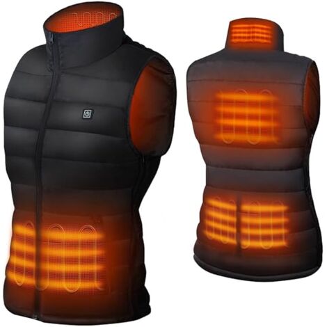 Jeffergarden Gilet chauffant électrique 17 zones, température constante intelligente, 4 interrupteurs, 3 vitesses, gilet chauffant Intelligent, noir 6XL