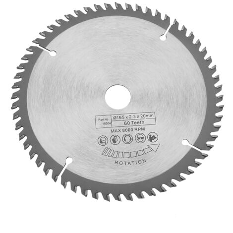 Jeffergarden – Lame de scie circulaire 165mm 60 dents – Pour bois dur et métaux – Hardalloy – Diamètre d'alésage 20mm – Coupe nette et précise