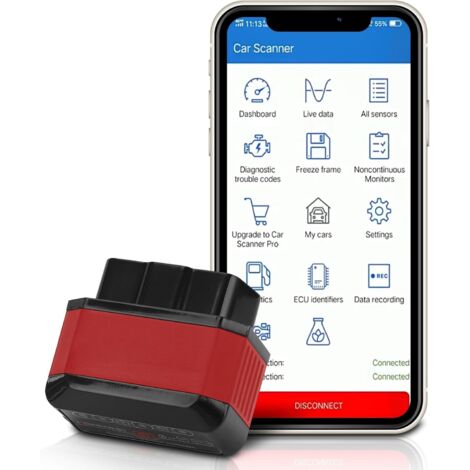 Jeffergarden OBD2 Diagnostic Voiture KW905, OBD2 Bluetooth Scanner Auto Diagnostic,Interroger 3000 Code Base de Données,Lecteur de Code OBDII pour Système Android/iOS