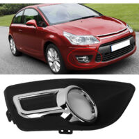Grille / Couvercle De Phare Antibrouillard Pour Citroën C4 (2008-2012) - Paire - Noir ABS