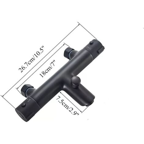 Noir Mitigeur de Baignoire thermostatique Cascade avec Douche à Main 3 Jets au Choix Robinet de Baignoire en Laiton avec Support Mural de Douchette pour Salle de Bains Zamery