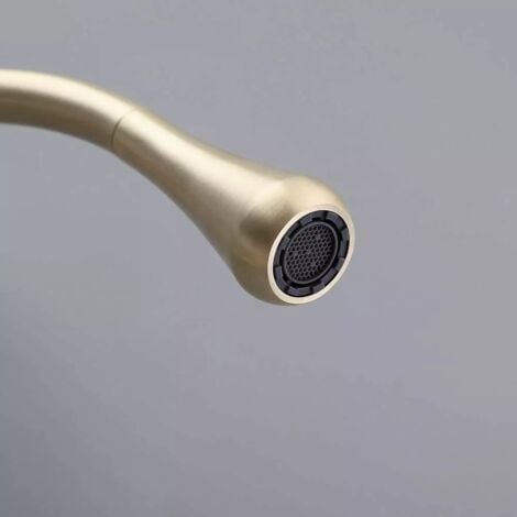Robinet de Lavabo Cascade doré brossé, Robinet Salle de Bain avec Eau Froide & Chaude Disponible, Haut Cascade de Mitigeur Lavabo, doré
