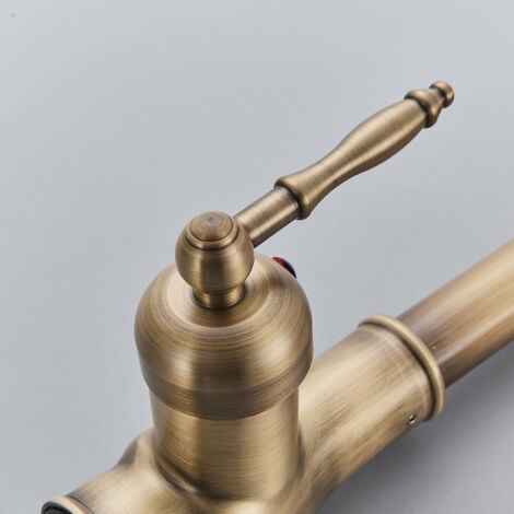 Mitigeur de Cuisine Rétro Evier Rabattable Fenêtre en Laiton Acier Inox 304 Robinet Cuisine avec Douchette Mitigeur Cuisine Douchette Extractible 3 Fonctions