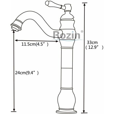 Mitigeur Lavabo Rétro,Robinet Salle Bain Noir Haut Peut pivoter à 360 °，RéTro Classique Robinet Salle de Bain Robinet Lavabo en Laiton Zamery