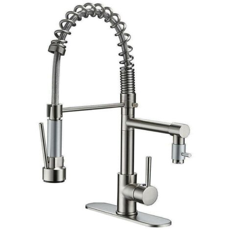 Zamery – Mitigeur de cuisine 360° avec douchette à ressort – Raccords en cuivre – Vanne céramique haute qualité – Buse haute pression pour jet puissant