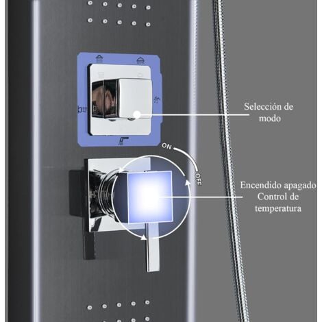 Led Colonne de Douche Hydromassage Noir Douche à Pluie Panneau Douche Système ​Douchette à Main Colonne Douche en LCD Affichage Température d'Eau