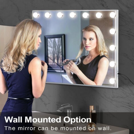 Miroir de maquillage LED avec lampe Hollywood miroir de maquillage  intelligent contrôle tactile 3 couleurs dimmable