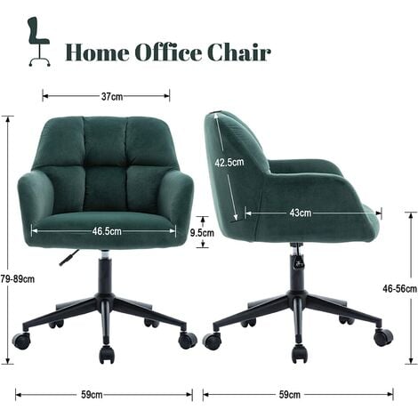 Chaise de Bureau à Roulettes Fauteuil Bureau Chaise Bureau Réglable en Hauteur à Domicile, Velours, Vert