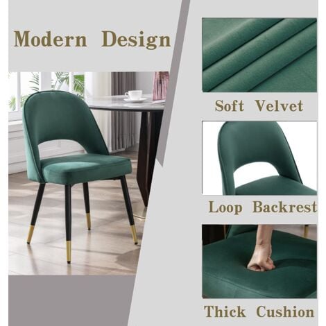 Chaise de Salle a Manger Lot de 2 Chaise de Salle à Manger en Velours Chaise Cuisine Moderne Chaise de Cuisine Chaises en Velourst, Vert