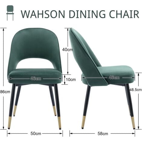 Chaise de Salle a Manger Lot de 2 Chaise de Salle à Manger en Velours Chaise Cuisine Moderne Chaise de Cuisine Chaises en Velourst, Vert