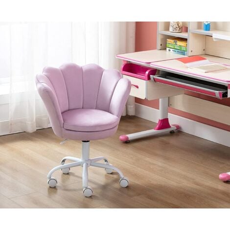 Chaise Enfant en Velours Chaise de Bureau pour Enfant Chaise Bureau Enfant Avec Pieds Métal, Violet Clair