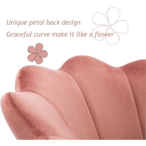 Chaise de Bureau Fauteuil de Bureau à Roulettes Réglable en Hauteur pour Bureau et Chambre, Velours, Rose