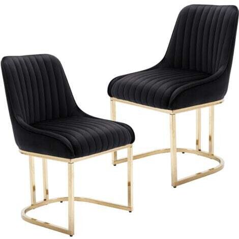 [JAMAIS UTILISÉ] Wahson Sedie Set di 2 in Velluto, Moderna Sedie Imbottita con Schienale, Sedie da Cucina con Gambe in Metallo, Nero