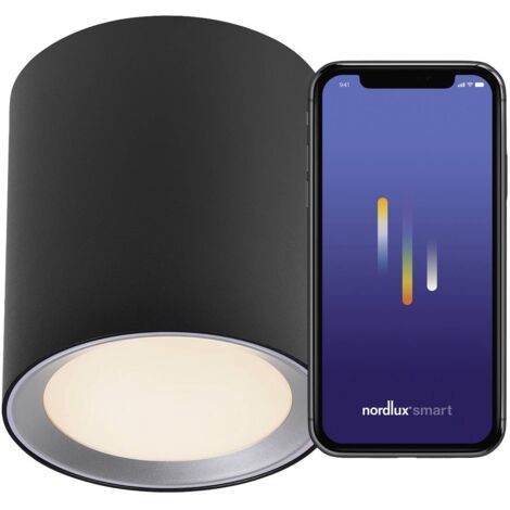 PlafonnierC LANDON SMART Long Métal Noir, H.14 - IP44 - LED Module /Nordlux Intérieur (1/7)