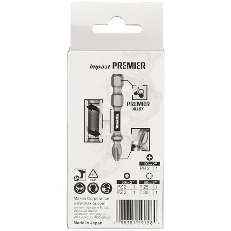 Makita Set 5 Punte Per Avvitatore Impact Premier - PH2, PZ2, PZ3, T25, T30, Con Portachiavi - Foto 7