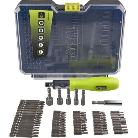 Set di accessori per avvitamento e bullonatura Ryobi RAK59SD da 59 pezzi con cacciavite a cricchetto