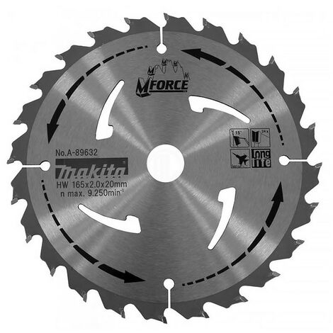 Hoja de metal duro MAKITA MForce 24 dientes Ø165 mm para SP6000J - A-89632