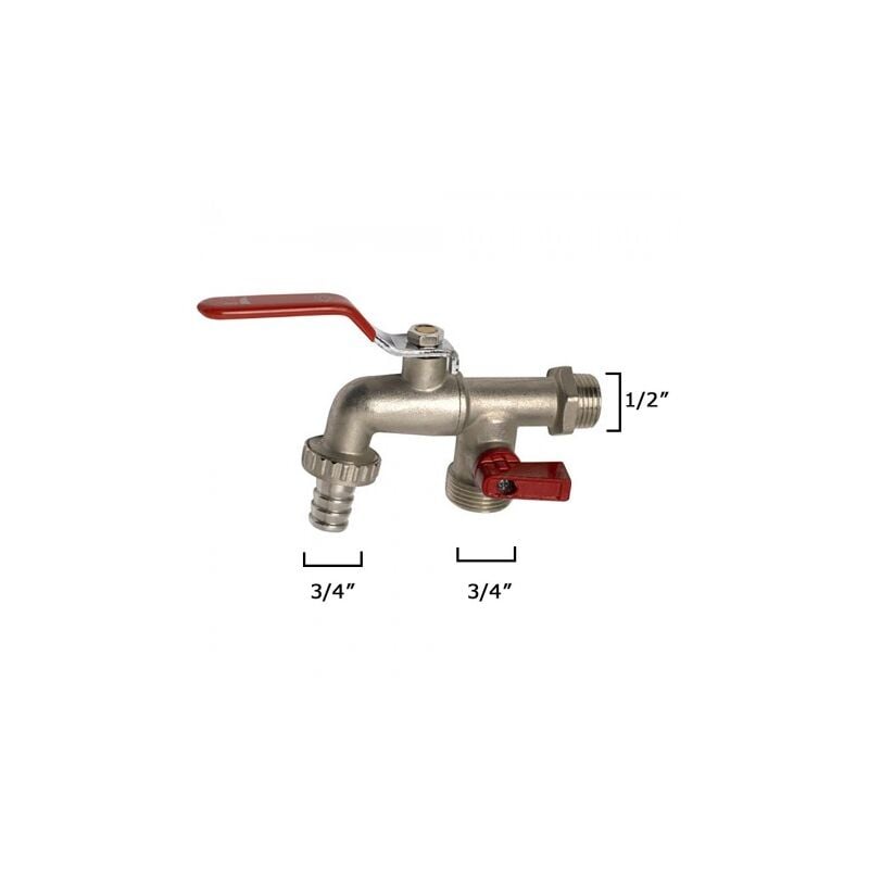 Grifo jardín esfera doble manguera 1/2 x 3/4 x 3/4 vertical