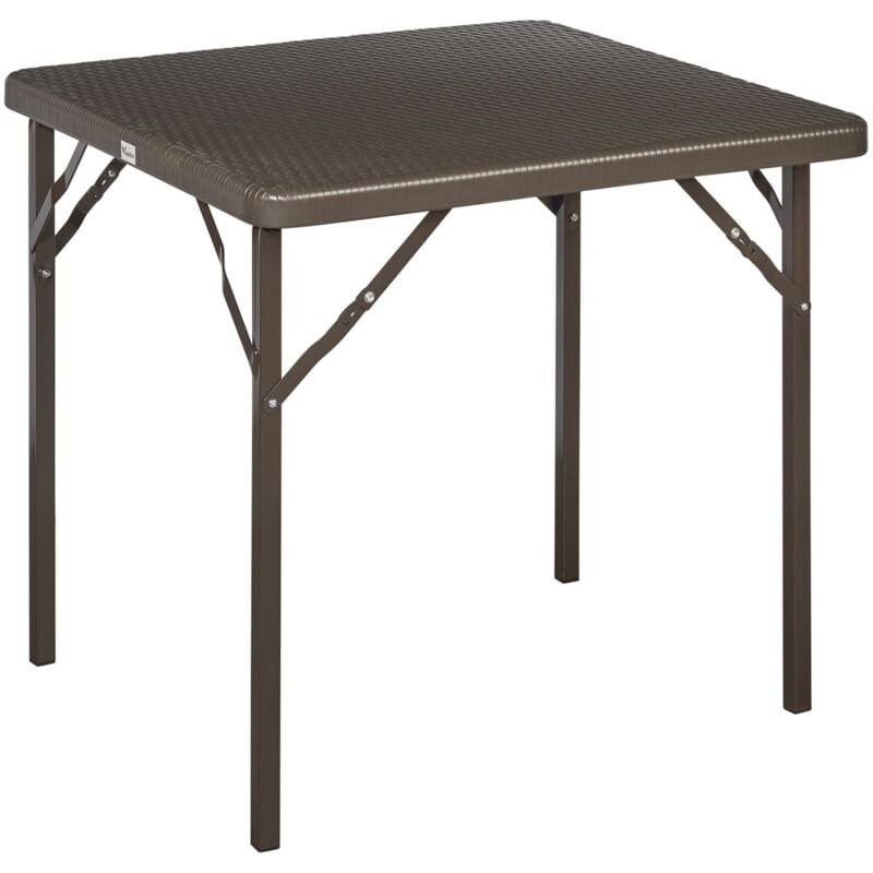 Mesa plegable cuadrada marron 78x78x72 cm.