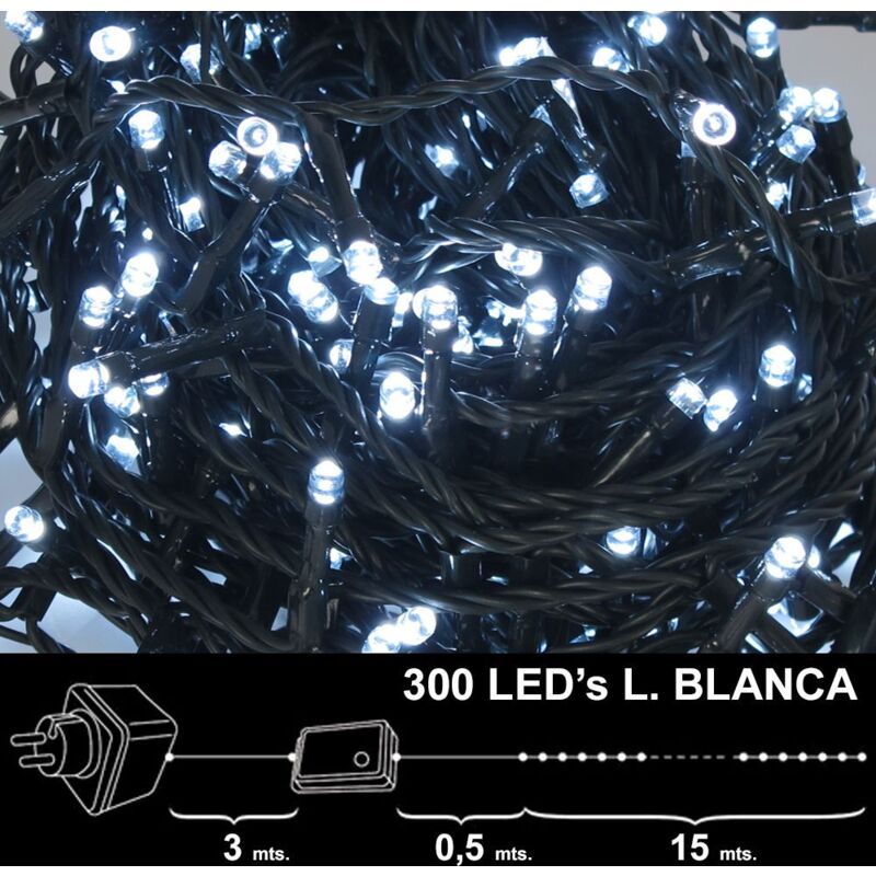 Luces navidad 300 leds luz blanca interior / exterior (ip44)